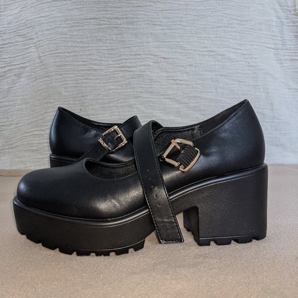 Koi Footwear - Cassatt Class Platform Mary Janes Black - Girl Sandals - Impericon.com Worldwide